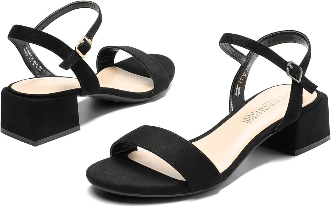 DREAM PAIRS Women's Low Heels for Women Classic Open Toe Ankle Strap Block Chunky Heel Sandals Holiday Party Wedding Dress Pumps Shoes