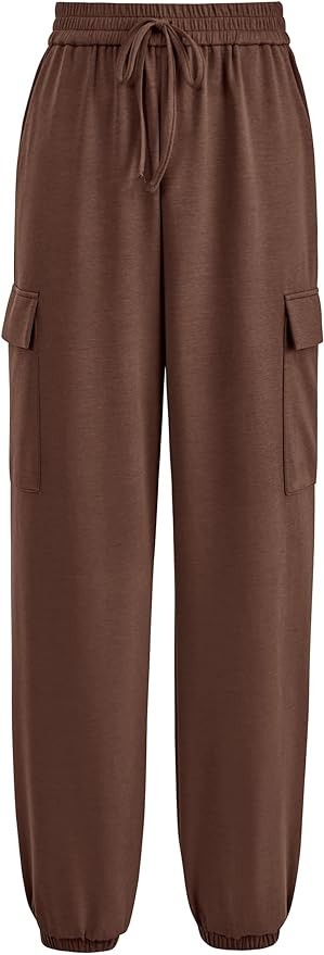 Pretty Garden Womens Summer Cargo Sweatpants Casual Elastic High Waisted Lounge Jogger Pants With Pockets