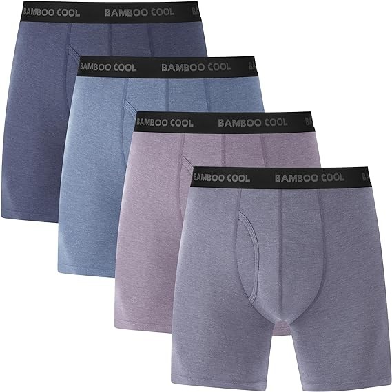 BAMBOO COOL Men’s Underwear boxer briefs Soft Comfortable Bamboo Viscose Underwear Trunks (4 or 7 Pack)