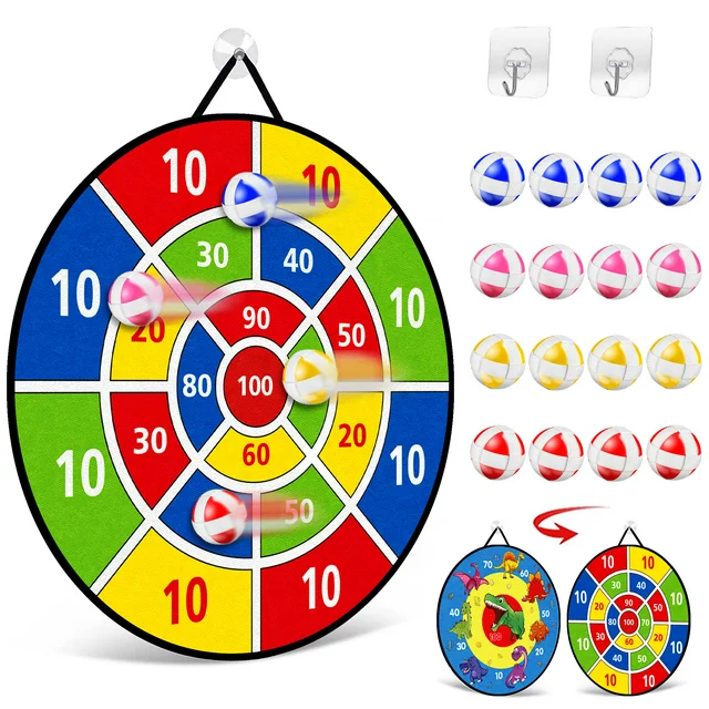 26" Large Dart Board for Kids, TOMYOU Kids Dart Board with 16 Sticky Balls, Boys Toys, Indoor/ Sport Outdoor Fun Party Play Game Toys