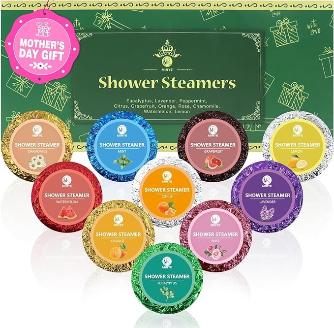 MR MIRYE 10 Pack Shower Steamers, Shower Bombs Aromatherapy with Natural Essential Oils, Personal Care and Relaxation Birthday Gifts for Women and Men, Mother's Day Gifts for Wife Mom