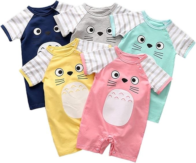stylesilove Adorable Unisex Baby Boy and Girl Short Sleeve Cotton Romper